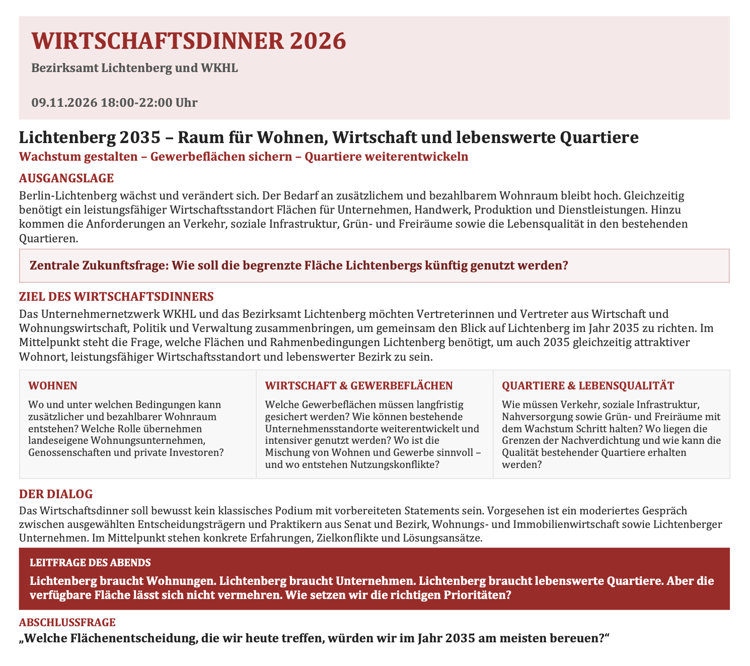 Wirtschaftsdinner 2026